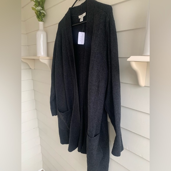 cj banks gray open long cardigan sweater NWT  with flaw Size 2X - Picture 3 of 9